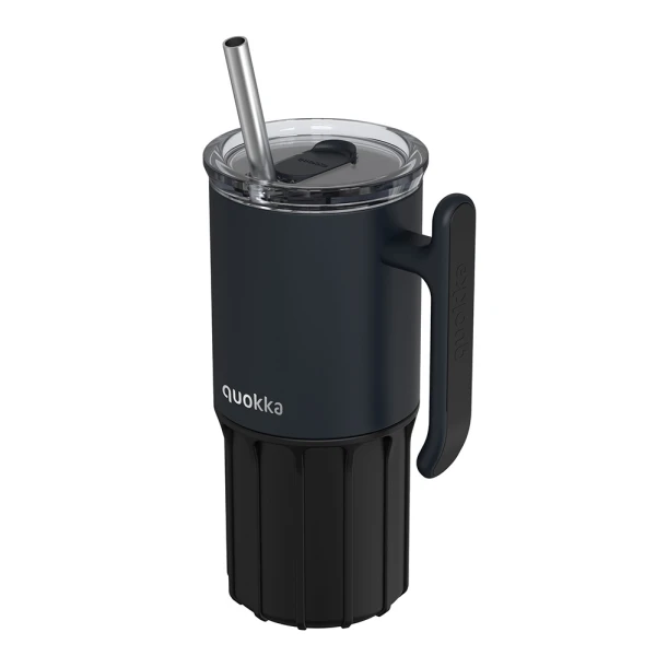 QUOKKA STAINLESS STEEL RAMBLER ΚΟΥΠΑ ΜΕ ΒΑΣΗ ΣΙΛΙΚΟΝΗΣ 720ml - BLACK