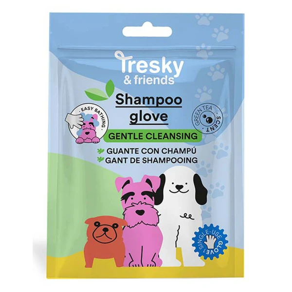 TRESKY & FRIENDS SHAMPOO GLOVE FOR DOGS GREEN TEA