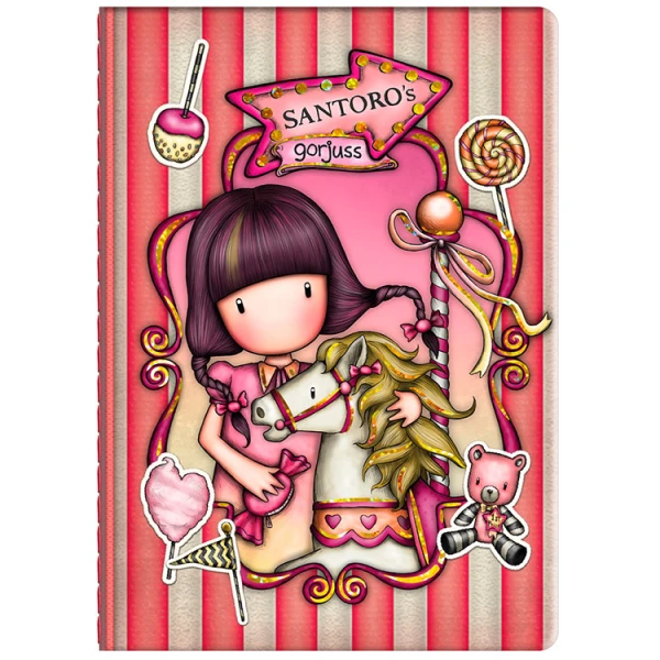 GORJUSS SANTORO MINI NOTEBOOK WITH STICKERS FAIRGROUND CAROUSEL