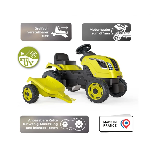SMOBY FARMER XL GREEN TRACTOR AND TRAILER 