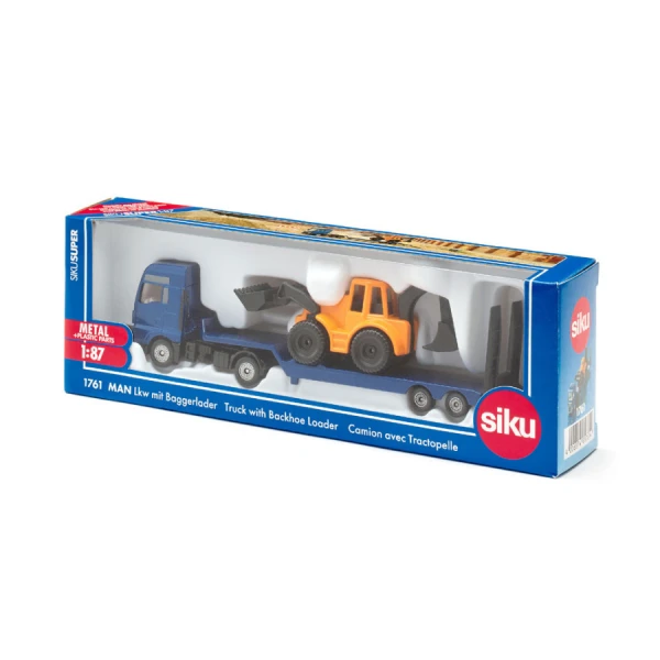 SIKU MAN LORRY WITH BACKHOE LOADER 1:87