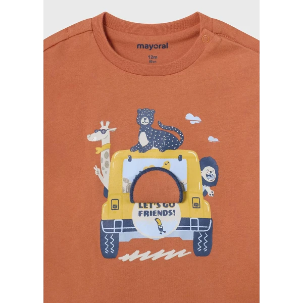 MAYORAL SHORT SLEEVES BLOUSE PLAY CAR SOFT ORANGE