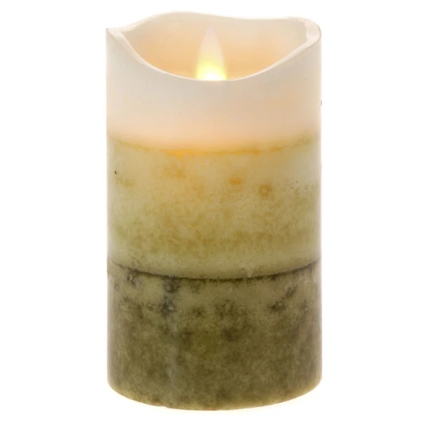 LED TRICOLOUR CANDLE 7.5X12.5 cm GREEN