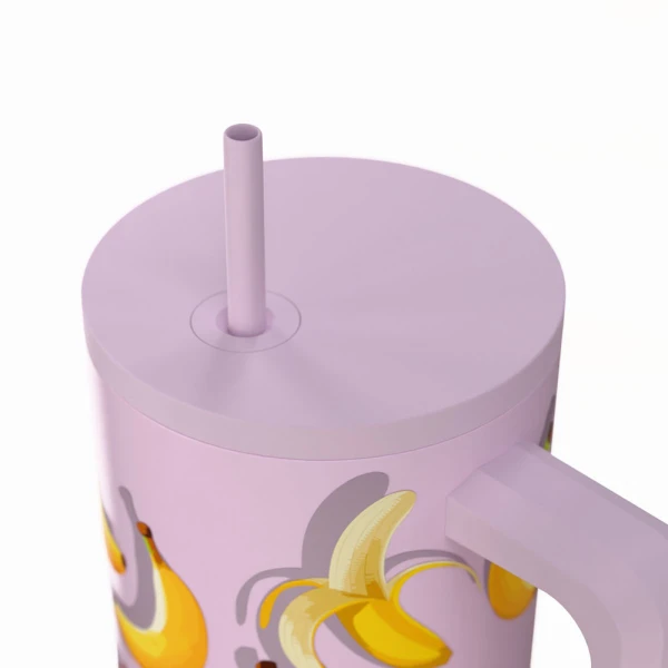 ESTIA HOME ART THERMAL BOTTLE STRAW TUMBLER XL 900ml - BANANA MOOD