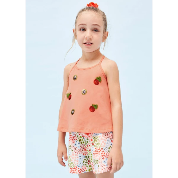 MAYORAL BLOUSE WITH STRAPS FRUITS PEACH