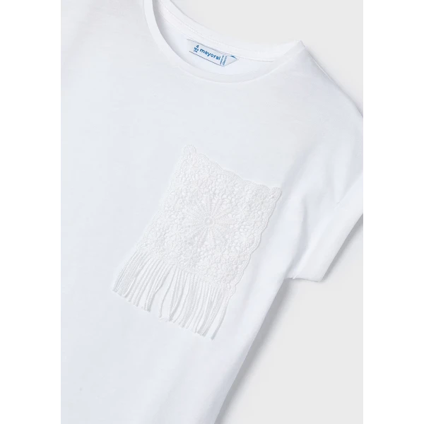 MAYORAL SHORT SLEEVES BLOUSE KNITTED POCKET WHITE