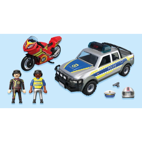 PLAYMOBIL CITY ACTION ΑΣΤΥΝΟΜΙΚΟ ΟΧΗΜΑ PICKUP ΚΑΙ ΜΟΤΟΣΥΚΛΕΤΑ