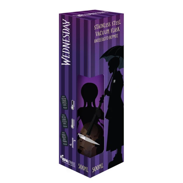 STAINLESS STEEL THERMOS 500ml 26.5X7 cm WEDNESDAY PURPLE