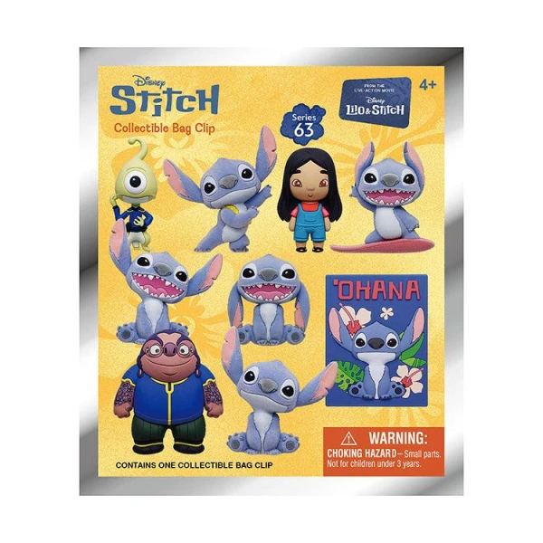 MONOGRAM DISNEY LILO & STITCH 3D FOAM BAG CLIPS WITH SURPRISE FIGURE