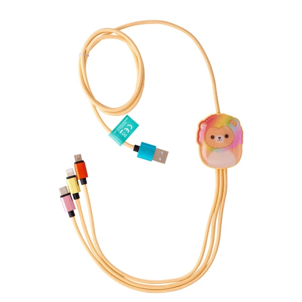 SQUISHMALLOWS 3-IN-1 CHARGING CABLE 1.2M - LEONARD THE LION