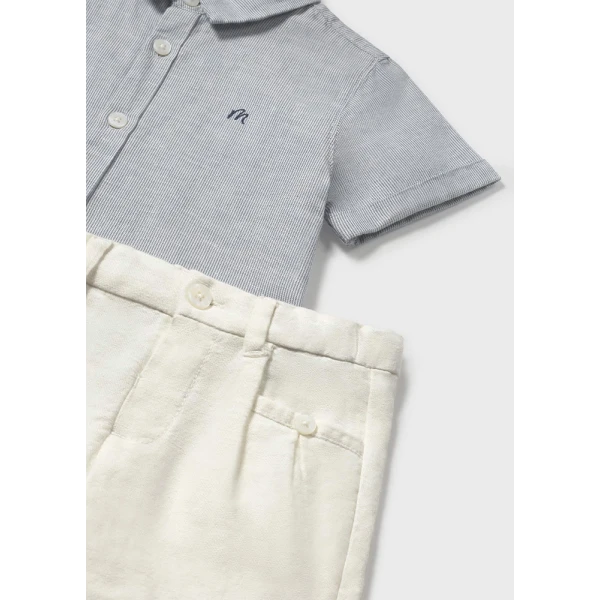 MAYORAL SET BERMUDA SHORTS  LIGHT BLUE-CREAM