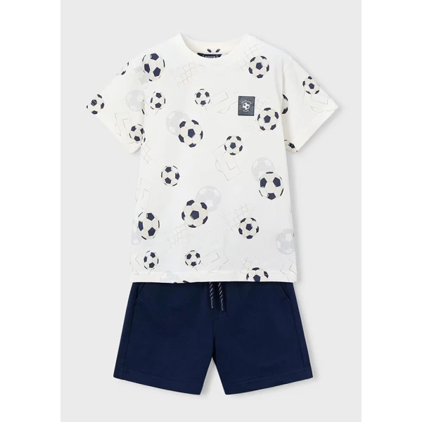 MAYORAL SET COTTON JERSEY PRINTED NAVY BLUE 