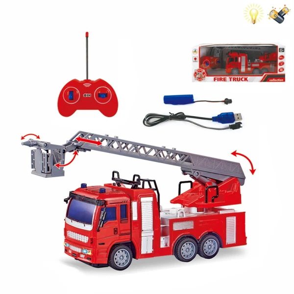 REMOTE CONTROL FIREFIGHTING VEHICLE 1:30 4CHANNEL WITH LIGHTS USB 27MHz