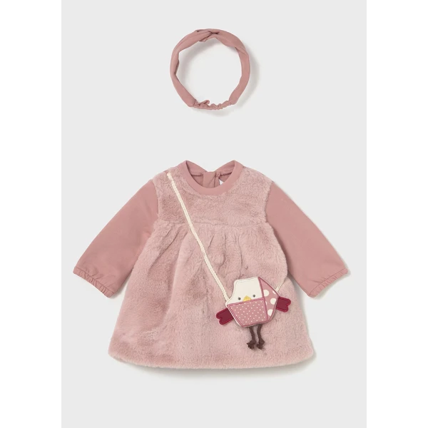 MAYORAL DRESS COORDINATED FUR PINK 