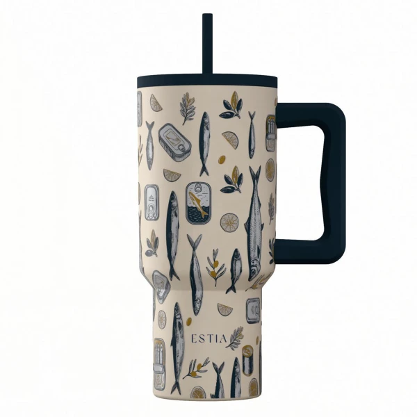 ESTIA HOME ART THERMAL BOTTLE STRAW TUMBLER XL 900ml - SALT LIFE