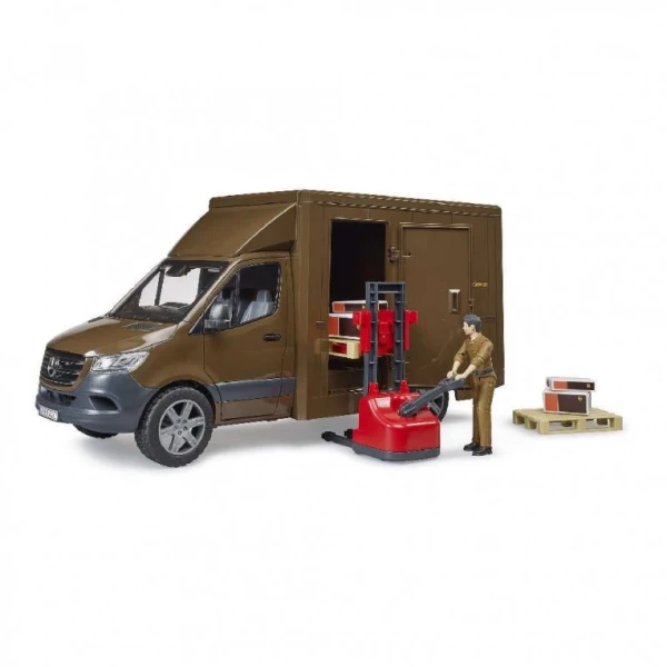BRUDER VAN MERCEDES BENZ UPS WITH DRIVER AND LIFT