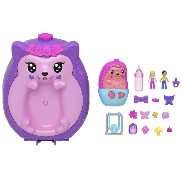 POLLY POCKET ΜΙΝΙ ΤΡΕΝΤΙ ΤΣΑΝΤΑΚΙ - HEDGEHOG MOM & BABY