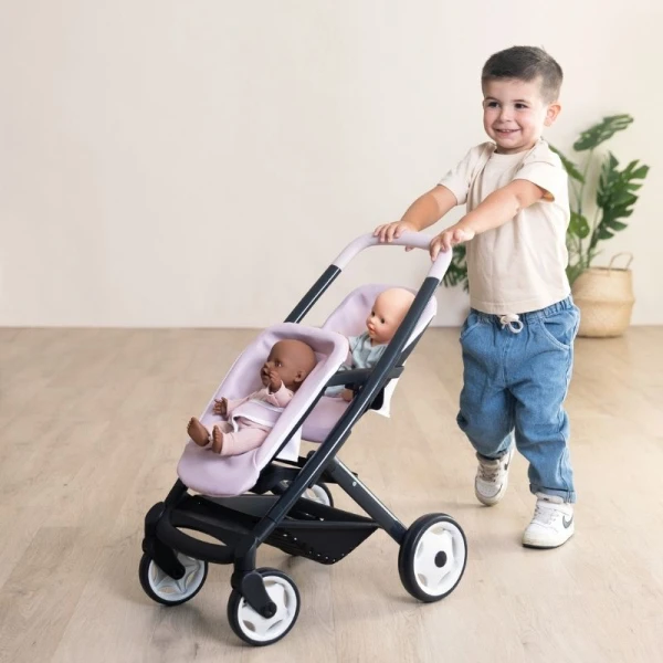 SMOBY MAXI-COSI ΚΑΡΟΤΣΙ ΔΙΔΥΜΩΝ ΡΟΖ ΓΙΑ ΚΟΥΚΛΑ-ΜΩΡΟ