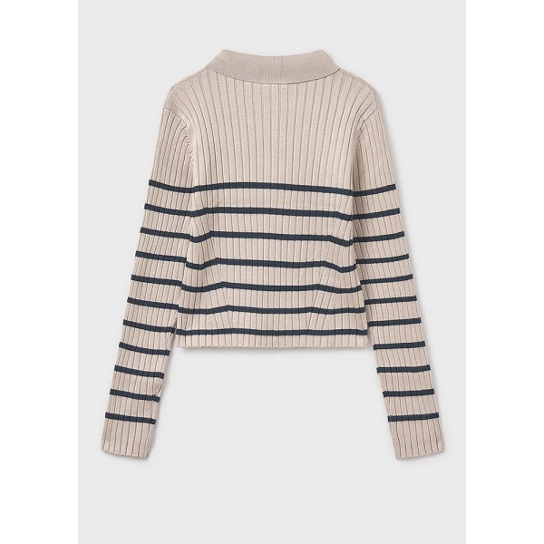 MAYORAL POLO LONG-SLEEVE KNITTED DARK BEIGE