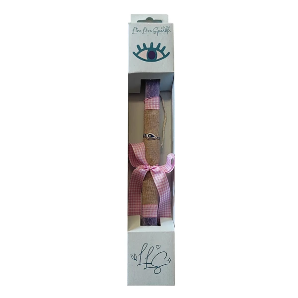 SCENTED CANDLE 30 cm WITH BRACELET SILVER-PLATED TEARDROP EVIL EYE 1.8 cm
