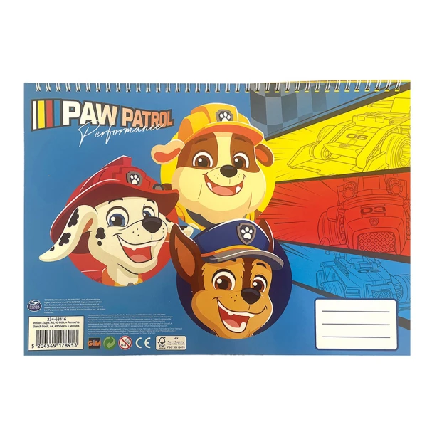 DRAWING PAD 23X33 cm 40 SHEETS AND STICKERS PAW PATROL