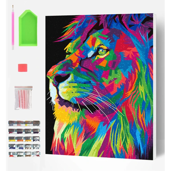 SPLAT PLANET DIAMOND PAINTING KIT ON FRAMED CANVAS 30X40 cm LION