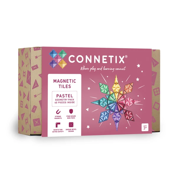 CONNETIX MAGNETIC TILES PASTEL GEOMETRY PACK 40 pcs