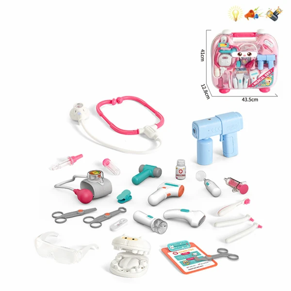 DOCTOR\'S SET ΙΝ CARRYING CASE PINK WITH LIGHTS AND SOUNDS