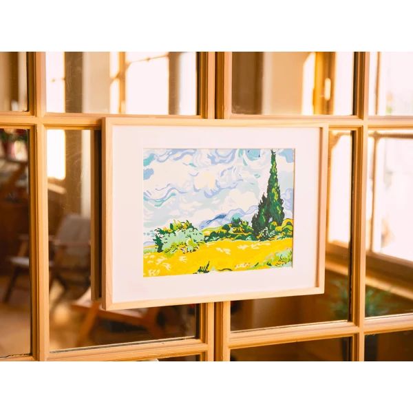 PETIT PINCEAU ΖΩΓΡΑΦΙΚΗ ΜΕ ΑΡΙΘΜΟΥΣ - CYPRES AUX BLES D\'OR VINCENT VAN GOGH