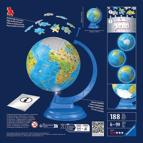 RAVENSBURGER 3D PUZZLE 180 pcs GLOBE NIGHT EDITION