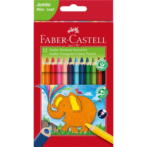 FABER-CASTELL WOODEN COLOURS EXTRA JUMBO 12 pcs