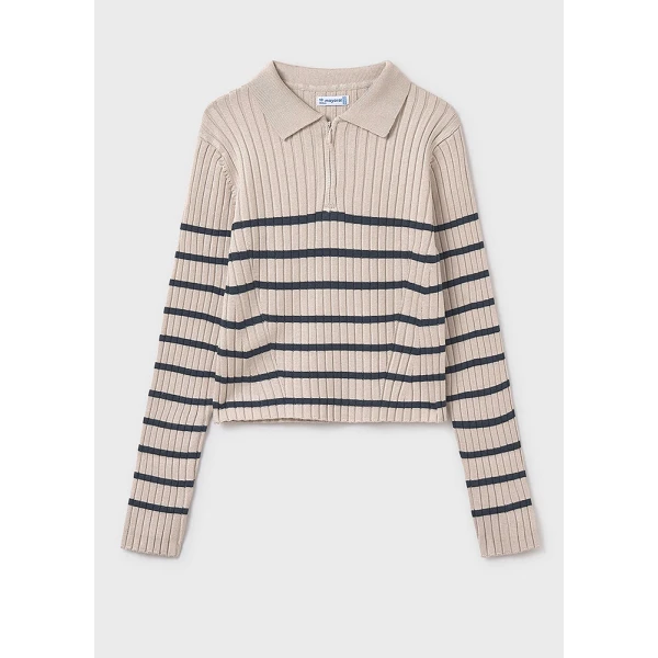 MAYORAL POLO LONG-SLEEVE KNITTED DARK BEIGE