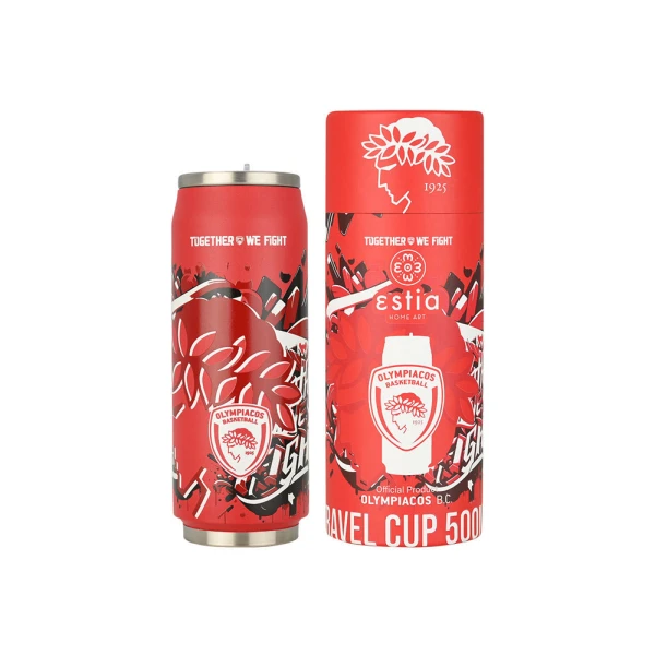 ESTIA HOME ART ΘΕΡΜΟΣ TRAVEL CUP 500ml - OLYMPIACOS TOGETHER WE FIGHT