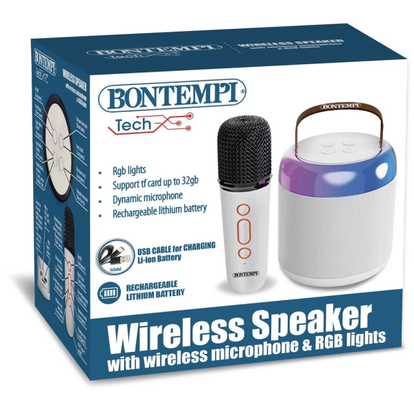 BONTEMPI WIRELESS SPEAKER WITH MICROPHONE AND RGB LIGHTS