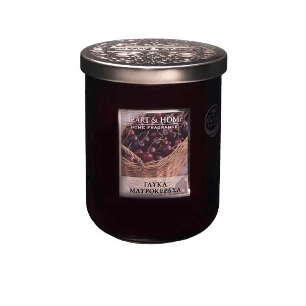 HEART & HOME LARGE CANDLE 340g SWEET BLACK CHERRIES