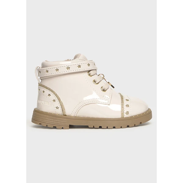 MAYORAL ANKLE BOOT BIKER PATENT LEATHER ECRU 