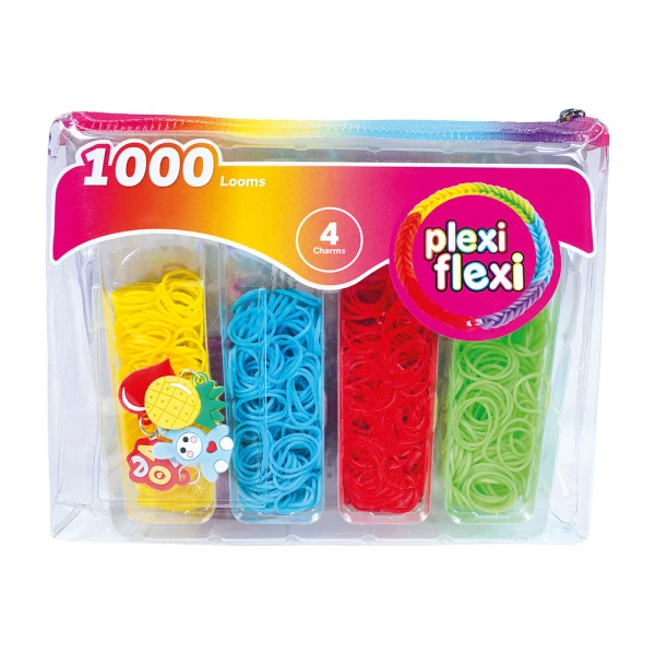 PLEXI-FLEXI BAG WITH 1000 LOOMS & 4 CHARMS - 2 COLOURS