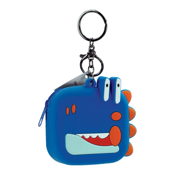 SILICONE KEYCHAIN COIN PURSE HAPPY LIFE DINOSAUR