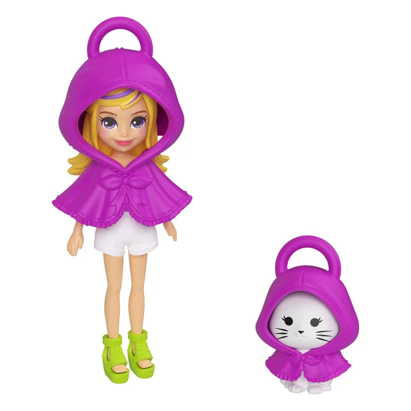 POLLY POCKET DOLL WITH ACCESSORIES & KEYCHAIN - APPLE