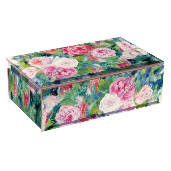 LE MUSEE COLLECTION GLASS JEWELLERY BOX 18X13X6  cm RENOIR ROSES