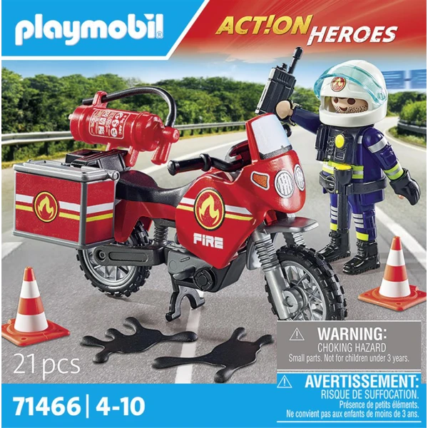 PLAYMOBIL CITY ACTION FIRE MOTORCYCLE & OIL SPILL INCIDENT