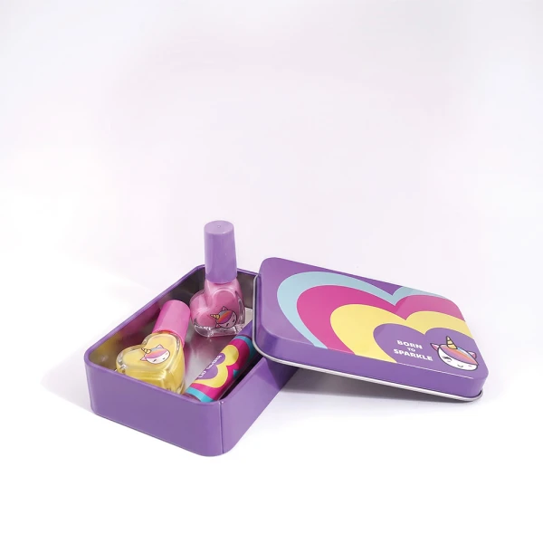 HAPPIHOBBI BEAUTY SET IN METAL CASE SPARKLE LOVE - 2 DESIGNS