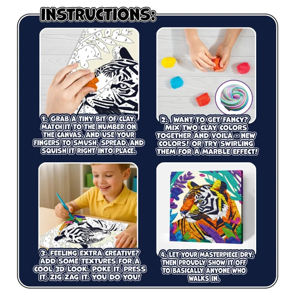 SPLAT PLANET MESS-FREE PAINT KIT WITH CLAY TIGER CANVAS MOUNTED