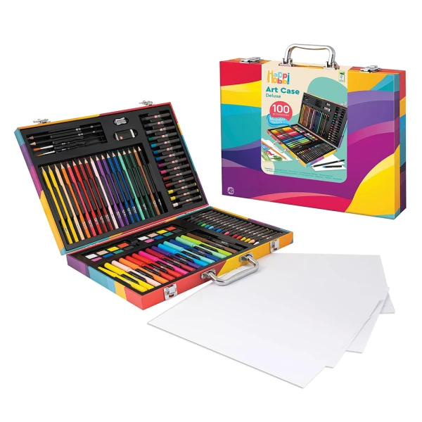 HAPPIHOBBI ΚΑΣΕΤΙΝΑ ΖΩΓΡΑΦΙΚΗΣ DELUXE RAINBOW ΜΕ 100 ΑΞΕΣΟΥΑΡ ΓΙΑ 3+ ΧΡΟΝΩΝ