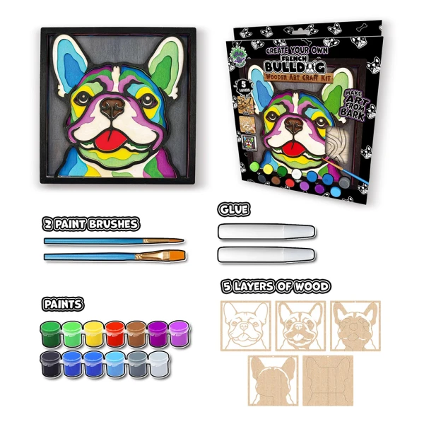 SPLAT PLANET WOODEN 3D PAINTING CONSTRUCTION FRENCH BULLDOG