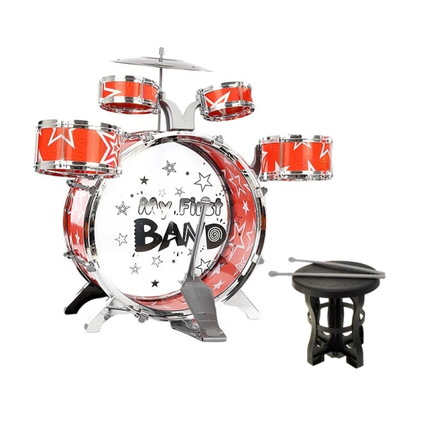 SET DRUMS RED WITH STOOL