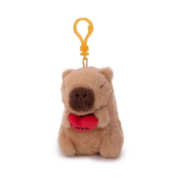 AMEK KEYCHAIN PLUSH BEIGE CAPYBARA 10 cm WITH HEART
