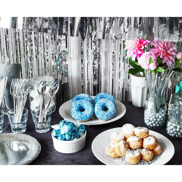 METALLIC FRINGE GARLAND SILVER 6 meters