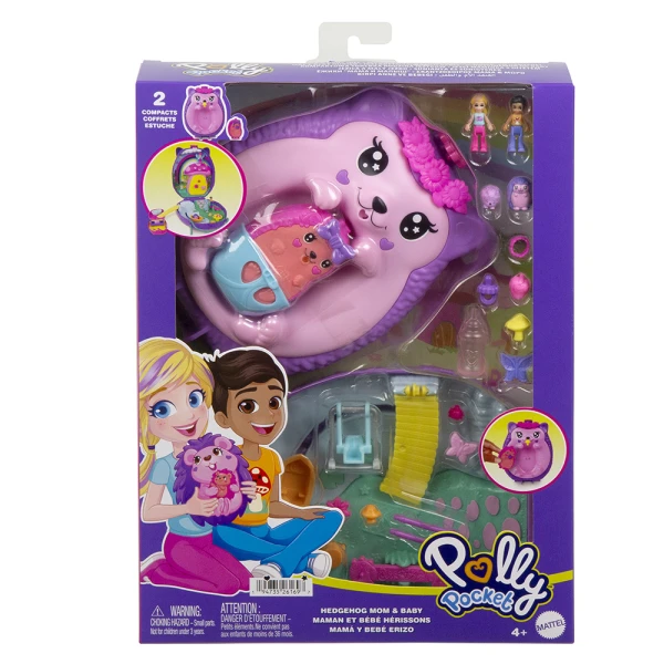 POLLY POCKET ΜΙΝΙ ΤΡΕΝΤΙ ΤΣΑΝΤΑΚΙ - HEDGEHOG MOM & BABY