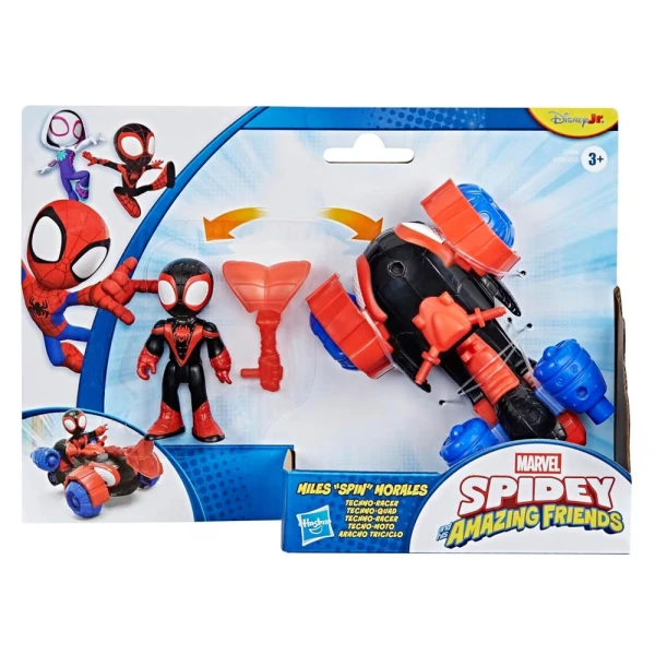 SPIDEY AND HIS AMAZING FRIENDS MILES SPIN MORALES TECHNO RACER VEHICLE AND FIGURE